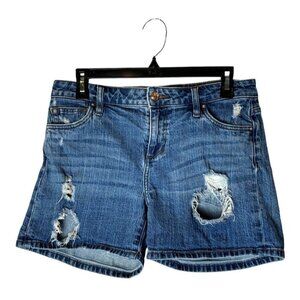 Joe's Jeans Shorts Women 28 Blue Medium Wash‎ Distressed Denim Jean Shorts Retro